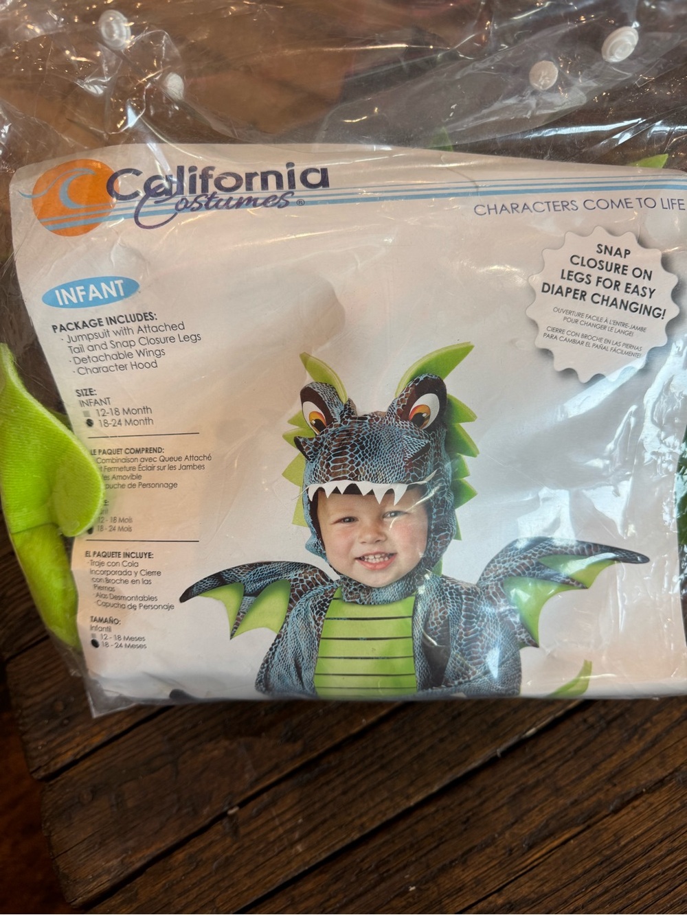 Darling Dragon Costume Toddler Kids 18-24 Months Green Brown Gray - Halloween - Picture 13 of 14